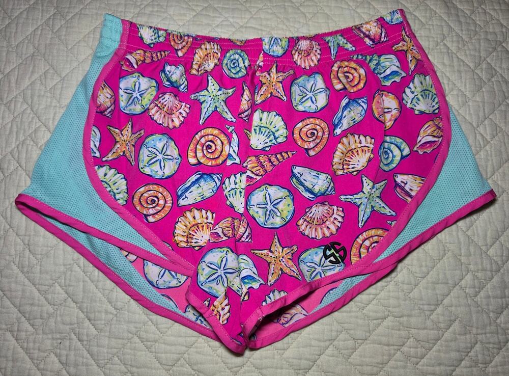 Simply Southern Preppy Beach Shell Run Shorts with Lining Womens Sz M
